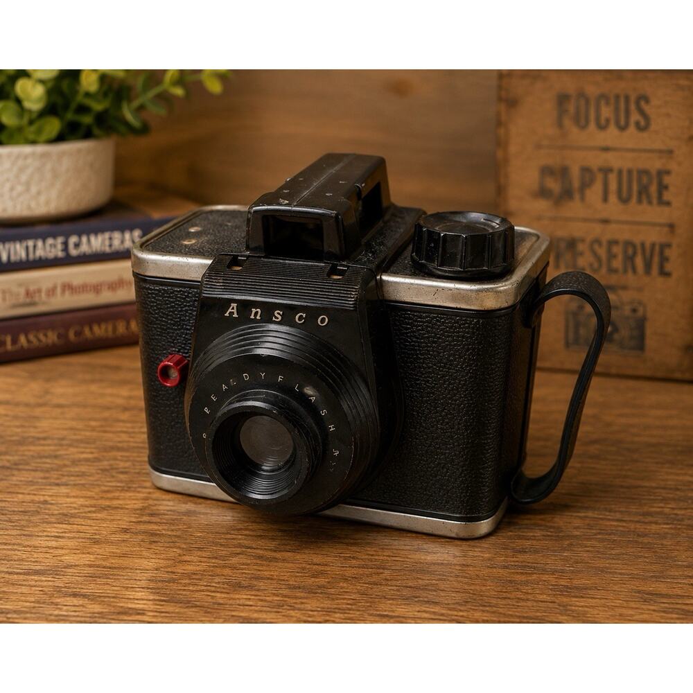 Vintage Ansco Readyflash Box Camera Black Bakelite For Parts Repair Display